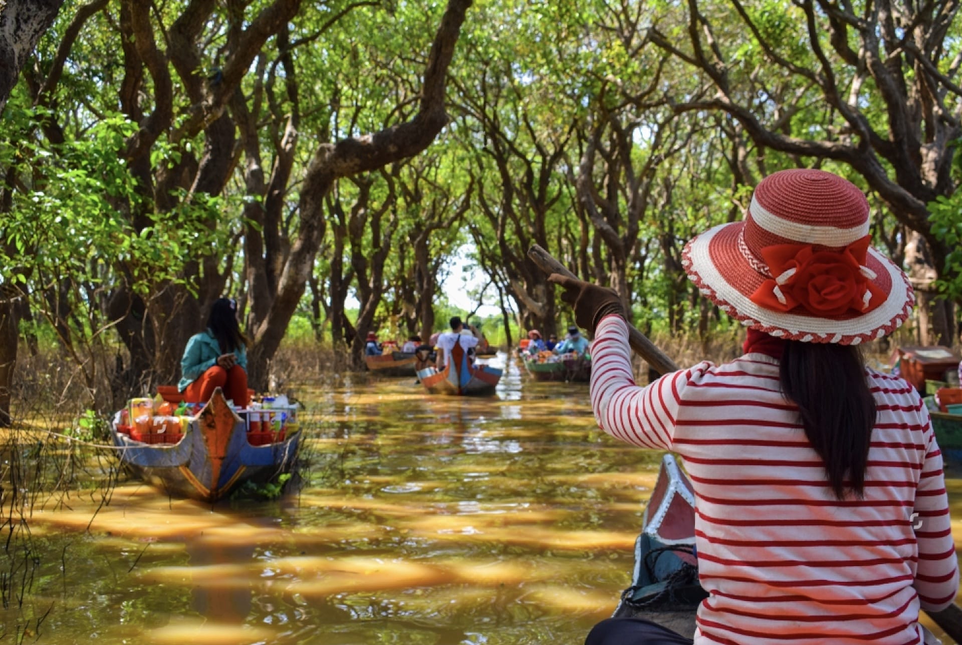 boating in floating village