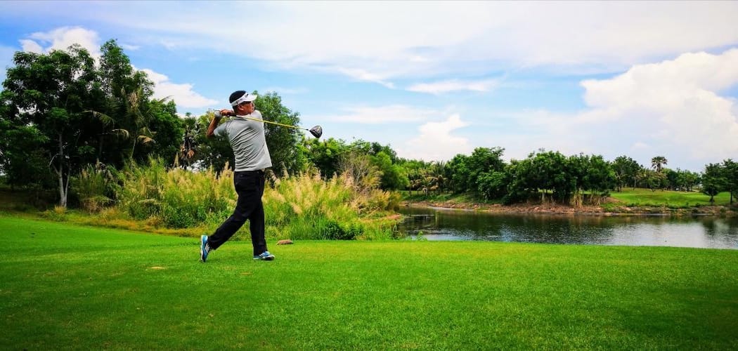 Playing golf